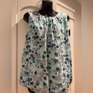 Liz Claiborne Floral Blouse - Mint and Navy